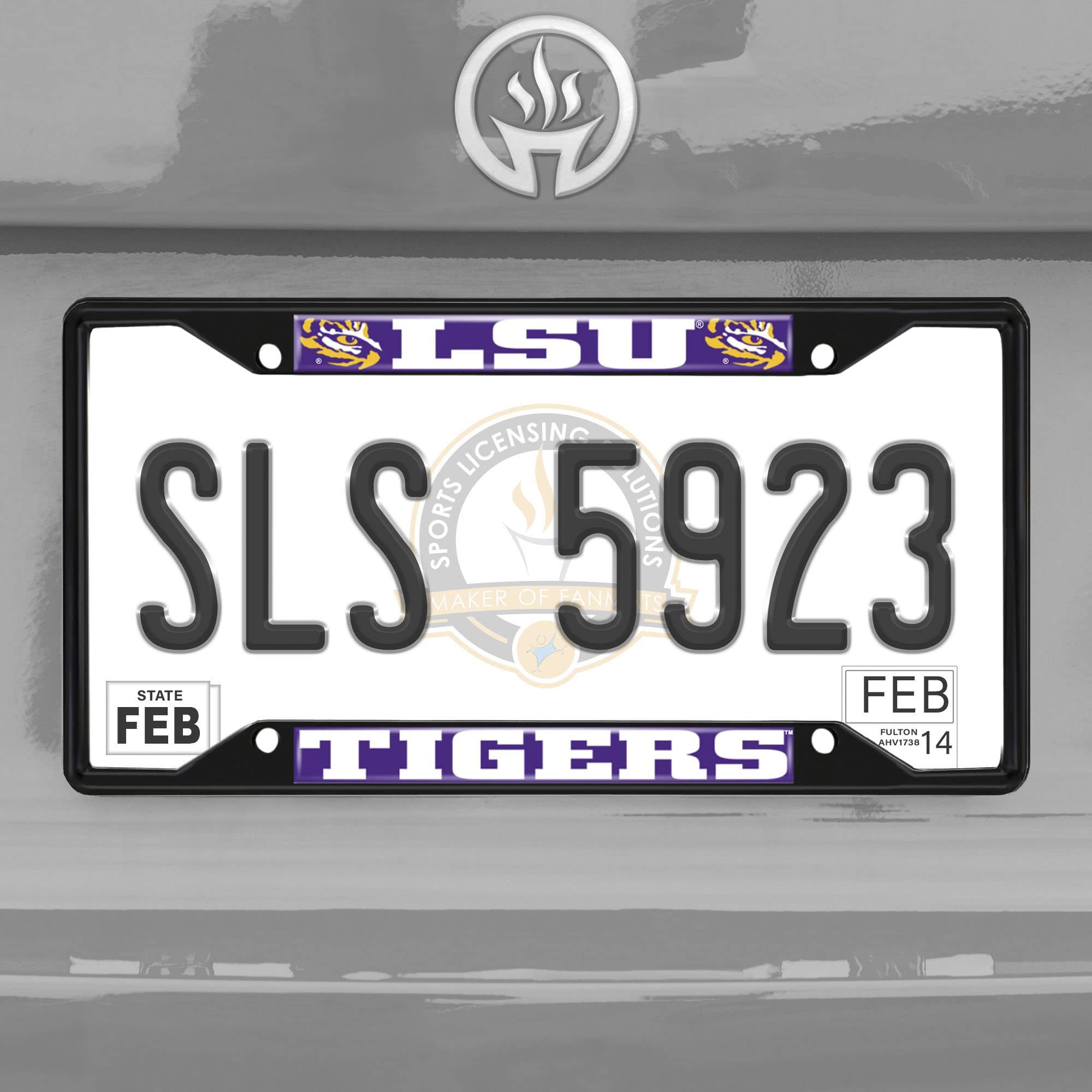 FANMATS 31261 LSU Tigers Metal License Plate Frame Black Finish