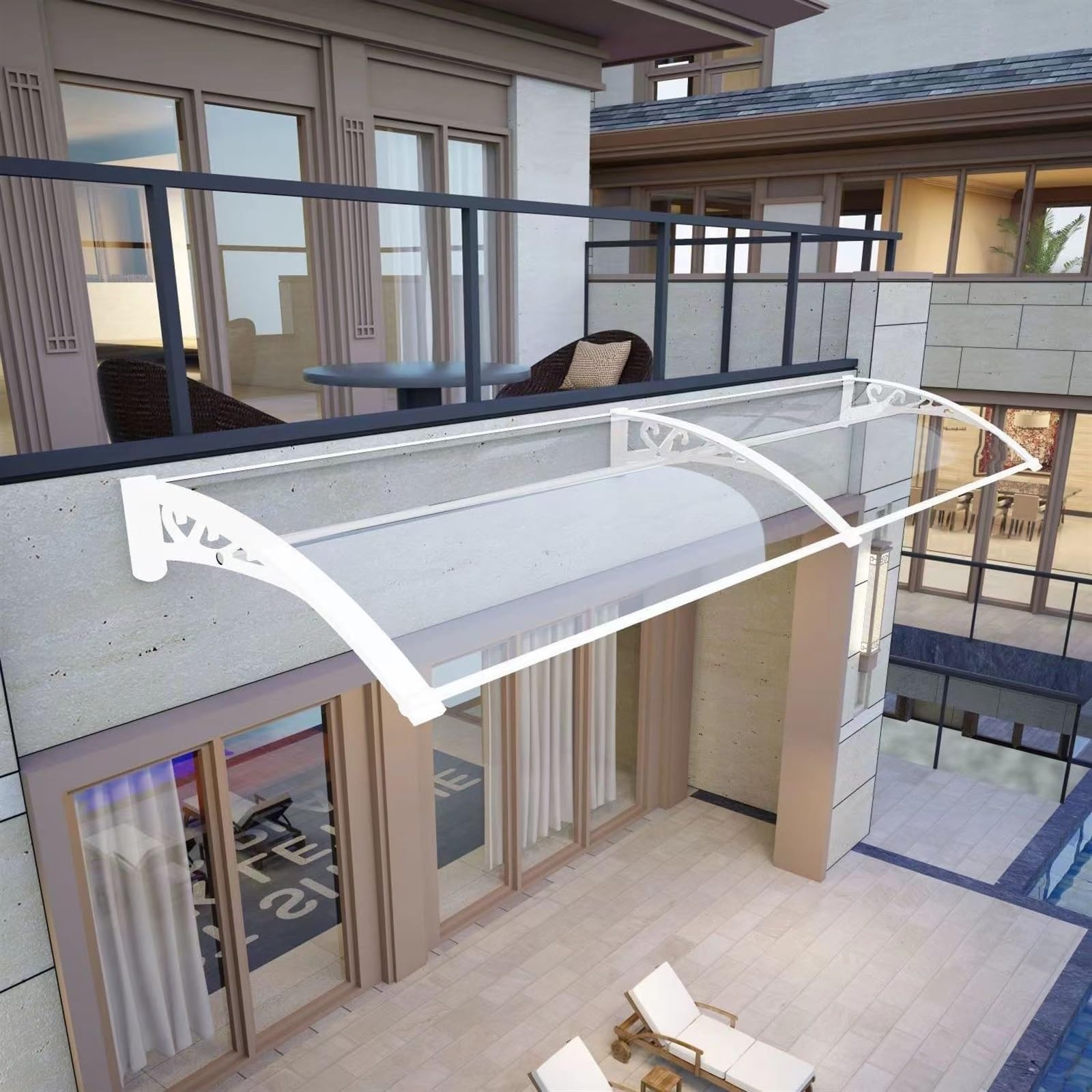 LWJSOCP Transparent Patio Door Canopy 47"x91" Outdoor Aw for Windows & Doors UV & Rain Protection Hollow Sheet Ideal for Front Door & Patio Use