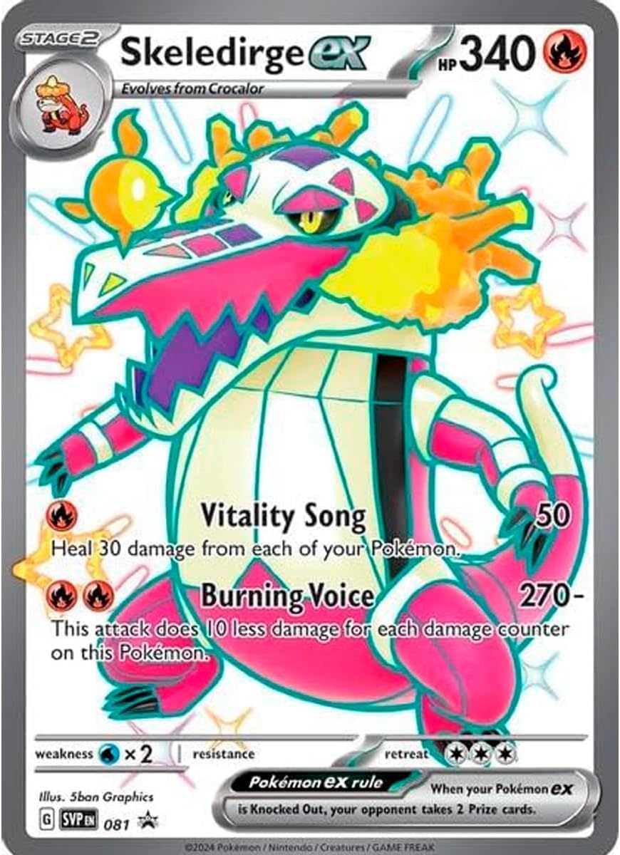 Pokemon Jumbo Pack 3 Karty Inicjalne Najnowsze Evolutions Scarlet & Purpura, Skeledirge EX, Meowscarada EX i Quaquaval EX, Jumbo XXL Karty promocyjne, Duże Karty w języku angielskim