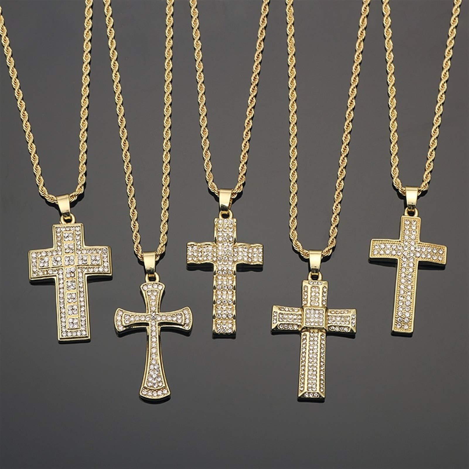 YL Kruis ketting roestvrij staal met goud/wit goud/zwart vergulde Jezus Christus hanger ketting voor mannen, 60cm ronde doos ketting, Roestvrij staal YL Kruis ketting roestvrij staal met goud/wit goud/zwart vergulde Jezus Christus hanger ketting voor mannen, 60cm ronde doos ketting, Roestvrij staal