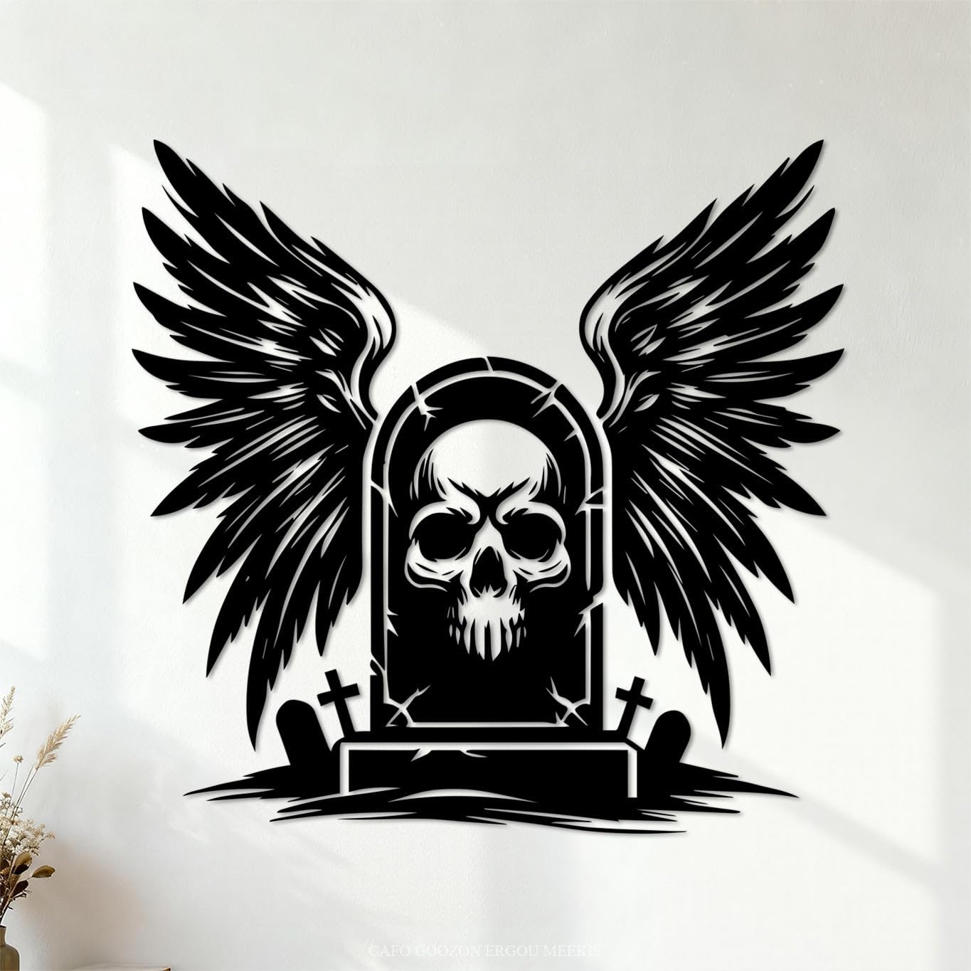 Ergou Stickerdecal-80878 Spooky Tombstone Design Wall Stickers Paster Paper 42X43.1cm Multi Color Selection Black