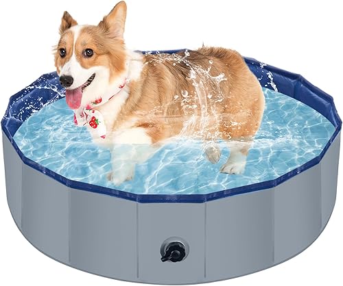 Piscina portátil para perros de PVC para mascotas, piscina plegable para perros, piscina de plástico duro para mascotas para nadar y bañarse (S-32 x