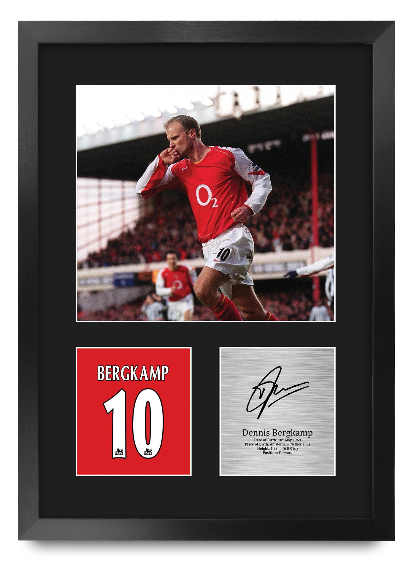 HWC Trading Dennis Bergkamp Arsenal Gifts Printed Signed Autograph Picture for Football Fans and Supporters - A3 Portrait Framed
