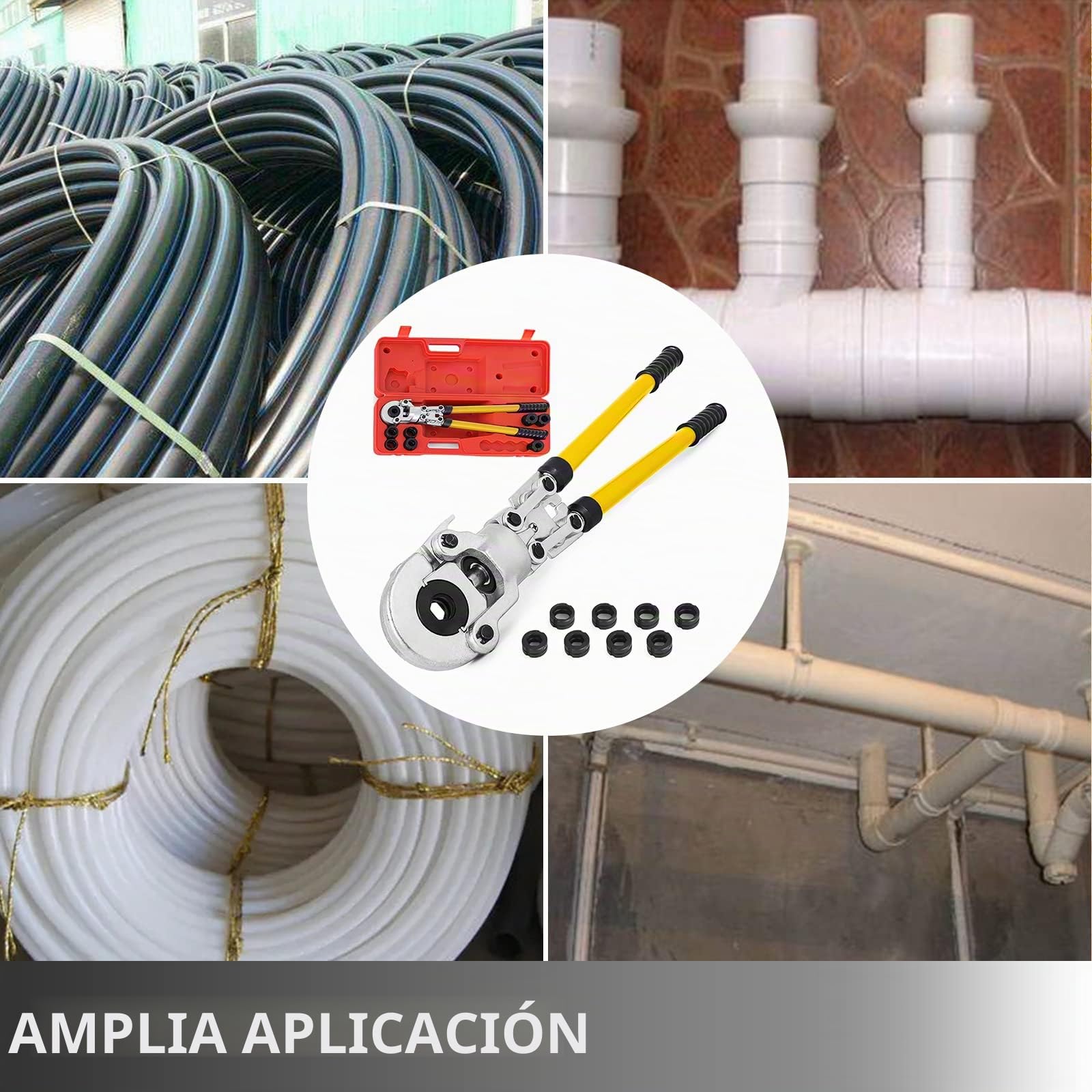 VEVOR Alicates para Prensar Tuberías 16-32 mm, Multicapa U16, U20, U25, U32, TH16, TH20, TH26, TH32 mm, Cabezal 360° Giratoria, 6T para Conexión de Tuberías de Cobre, de Plástico o de Aluminio