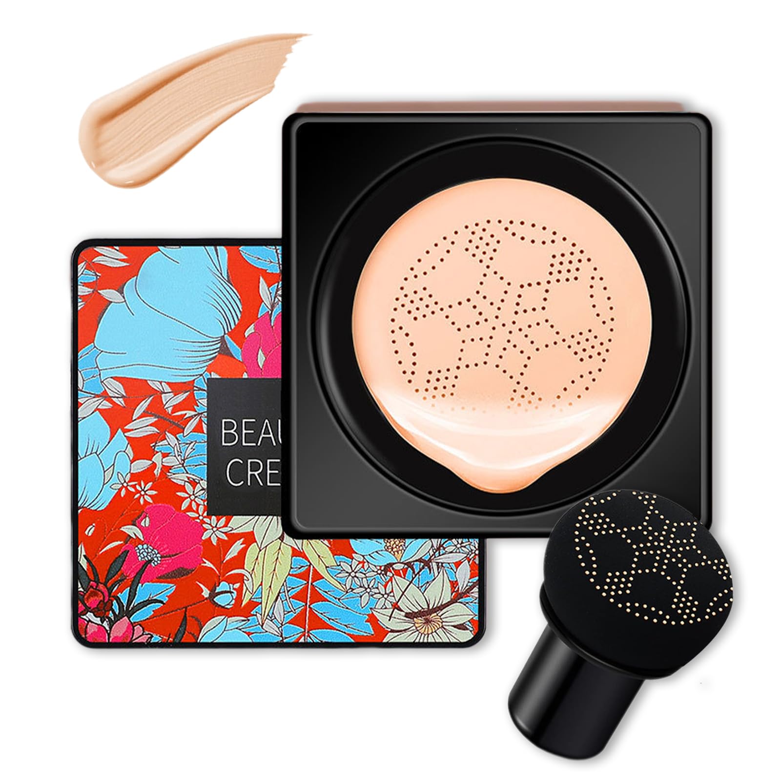 Mushroom Head CC Cream, Beauty Cream, Maquillaje de Larga Duración Hidratante Brillo Pigmento Corrector Permeable Impermeable BB Cream, Maquillaje Coreano (Natural)