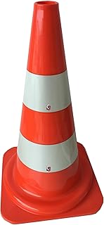 ES-Team UV80241 Pylone Kunststoff 50 cm leuchtrot und 2 reflektierende Streifen RA1 von Orafol