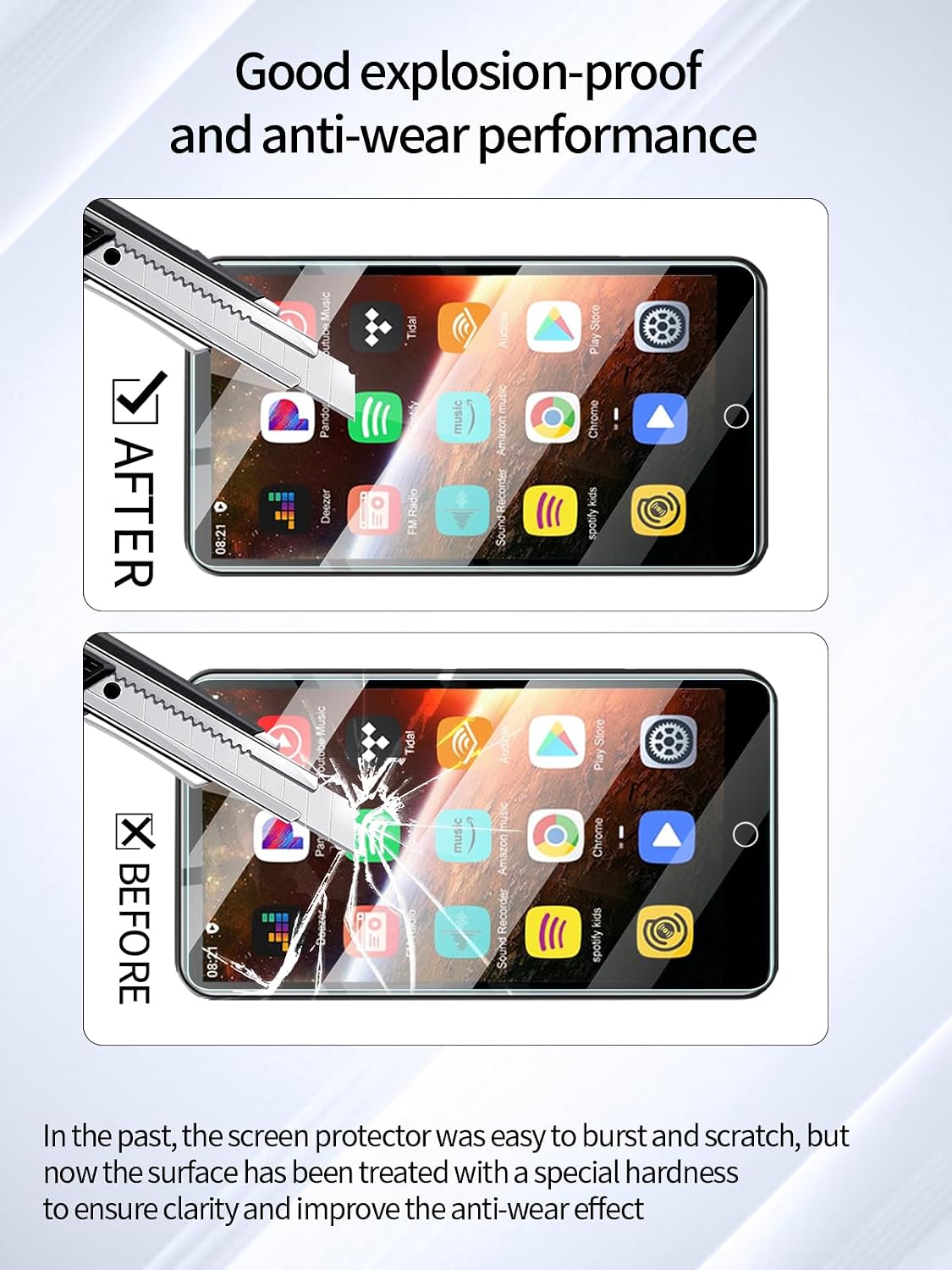 Screen Protector for Diofox MP3 Player 4-inch Touch Screen MP3 Player, High-definition Scratch Resistant Film,HD Clear, Bubble Free with Easy Installation Kit, 3 Pack.