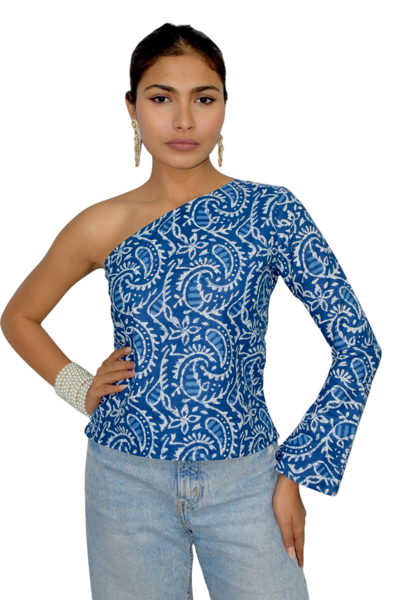 jaipur hand block Women’s Off Shoulder top: STYLE-S103-picture-1