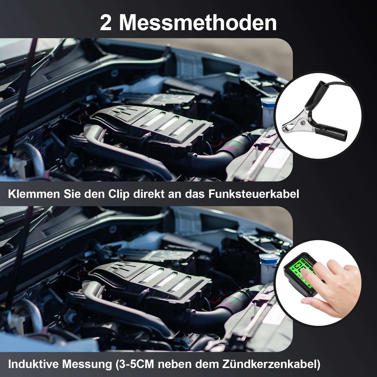 Tacómetro de motosierra, tacómetro LCD con inducción inalámbrica, velocímetro RPM, motor de gasolina, función de mantenimiento de visión nocturna, para motocicleta, cortacésped, moto de nieve