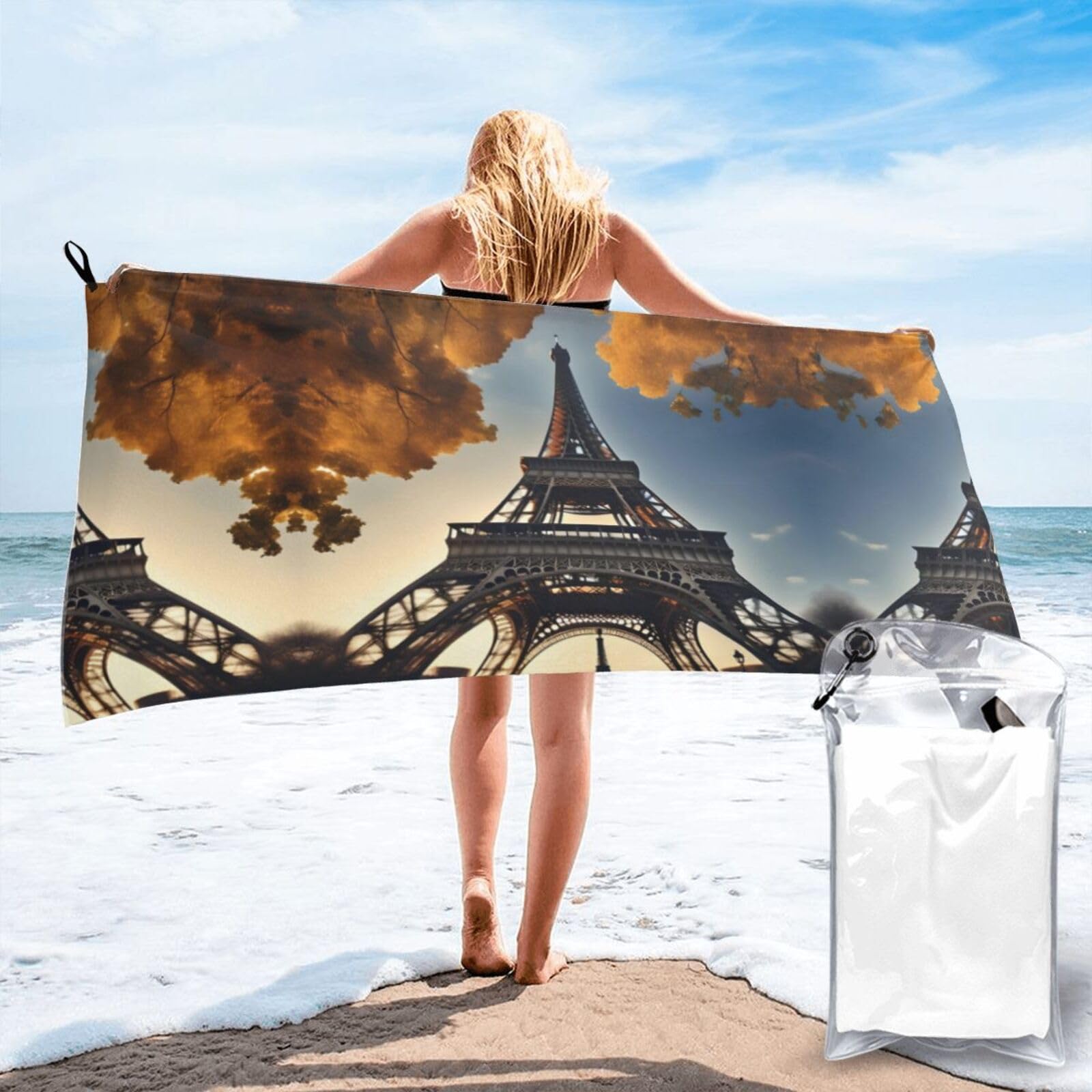 Cadeau personnalisé Tour Eiffel serviette séchage rapide femme et homme