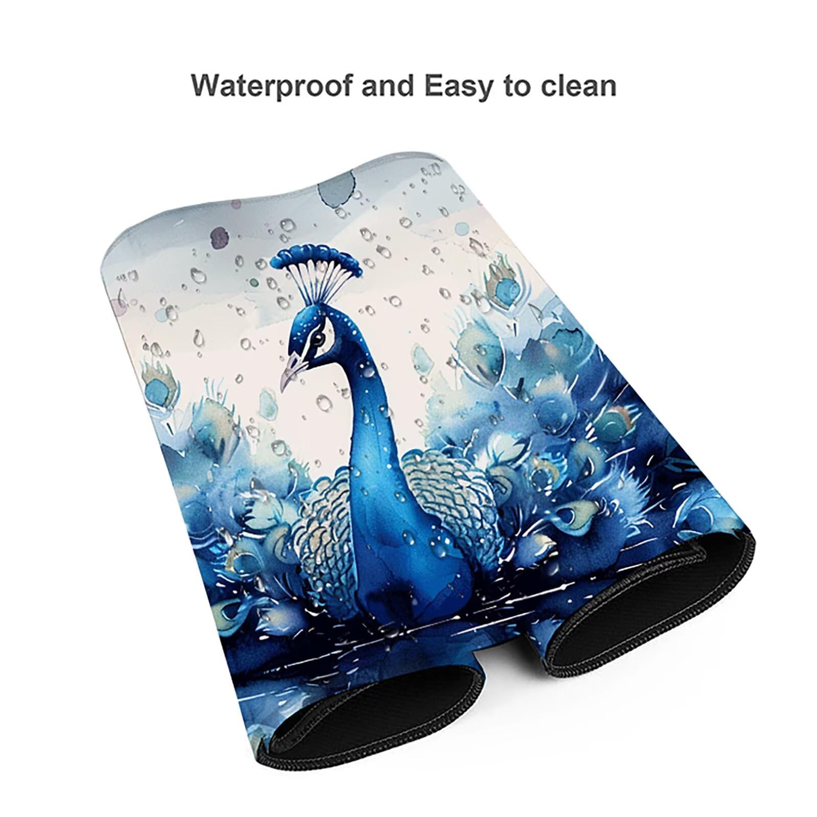Pavo Real Alfombrilla Ratón Gaming XXL 1500x800 mm, Alfombrilla Gaming Azul Mousepad con Base de Goma Antideslizante Impermeable Desk Mat para Teclado y Raton Accesorios Gaming, Regalos de Hombre A-2