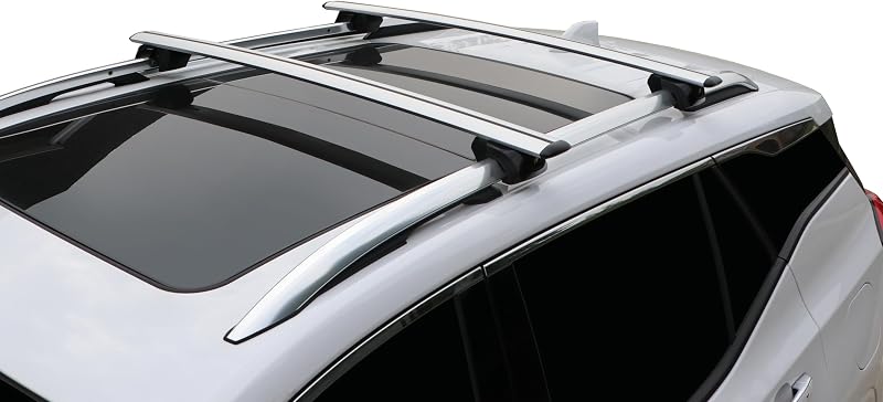 55" Universal Locking Roof Racks Cross Bars, Premium Aluminum | Raised Roof Side Rails Required, Solid Construction Crossbars Set, Position Adjustable, T-Slot, Sporty Low Profile, Kayak Ski