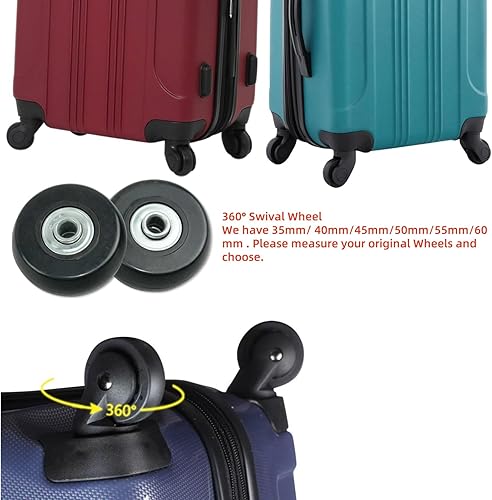 Miniatura 5 de Kit de repuesto de ruedas de equipaje de 1.969 in, rodamientos 608ZZ de 0.236 in, resistentes al desgaste, poliuretano termoplástico, mudo de