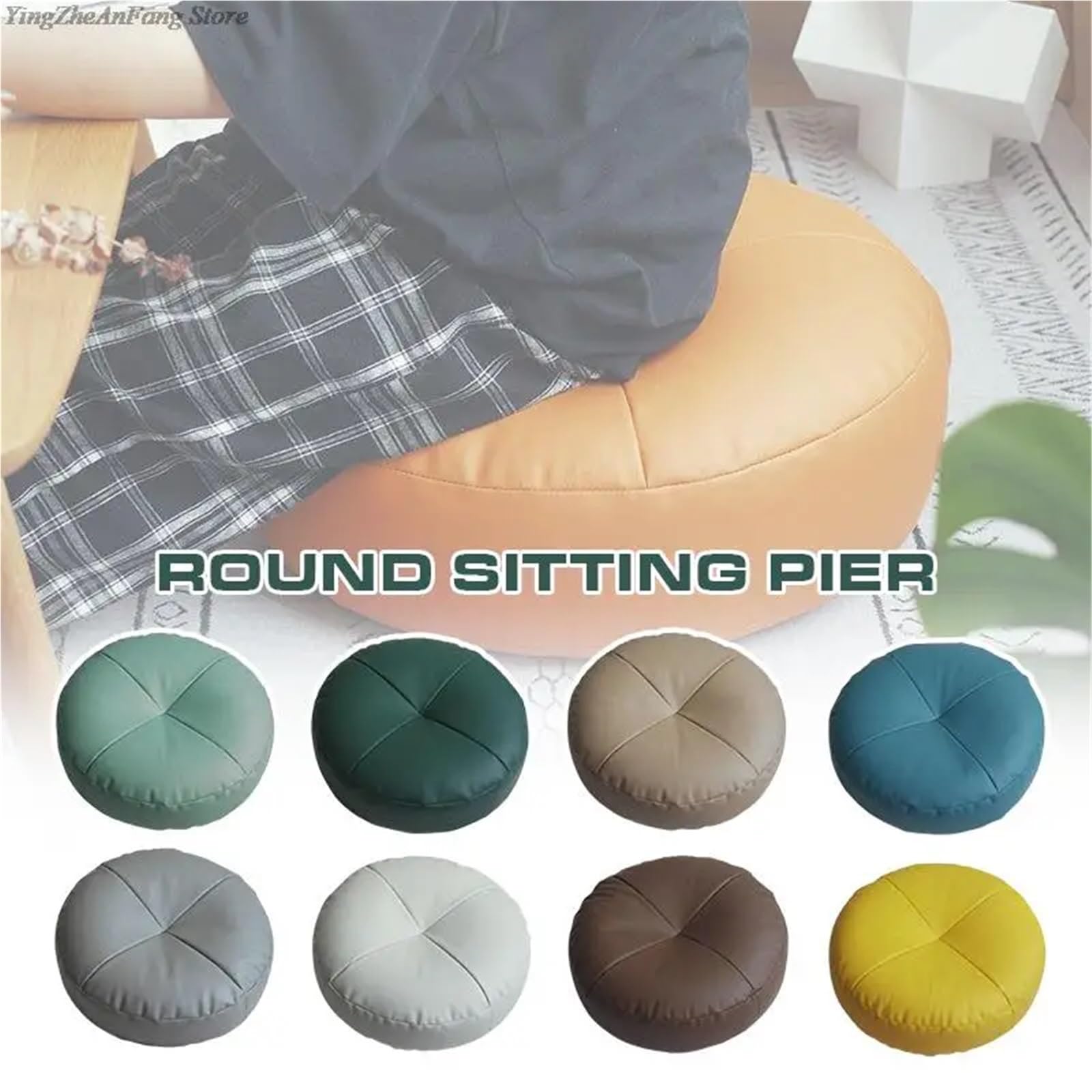 Meditationskissen aus PU-Leder – verdickte Yogamatte, waschbar, Bodensitzkissen, gefüllter Pouf, Sofa, Yoga-Kissen (Typ 6, 30 x 12 cm) – Komfort und Stil für Achtsamkeit
