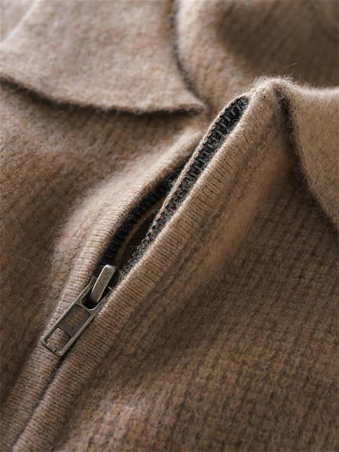 Men's Quarter Zip Pullover Polo Sweaters Long Sleeve Turndown Collar Warm Knitted Tops for Business Casual Wear