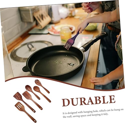 Miniatura 9 de GANAZONO 1 juego de cuchara de cocina de madera utensilio de cocina volteador ranurado chef sopa cucharón cucharón cucharas de madera utensilios