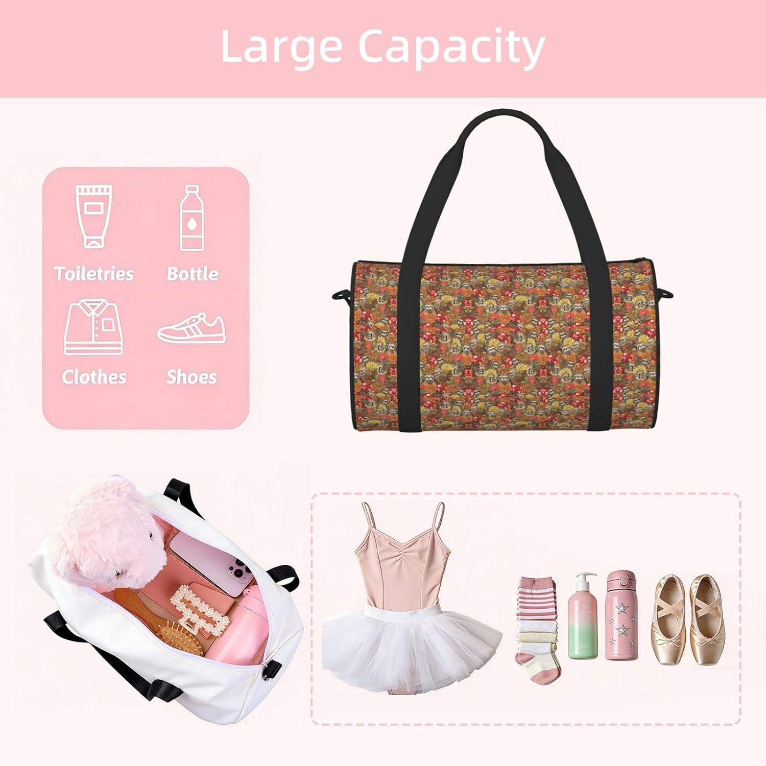 Funny Sloths Print Sports Tote Bag Lightweight Water-Resistant Gym Backpack Travel Supplies