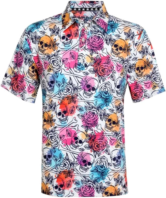 TattooGolf Skull & Roses Cool-Stretch Men's Golf Shirt