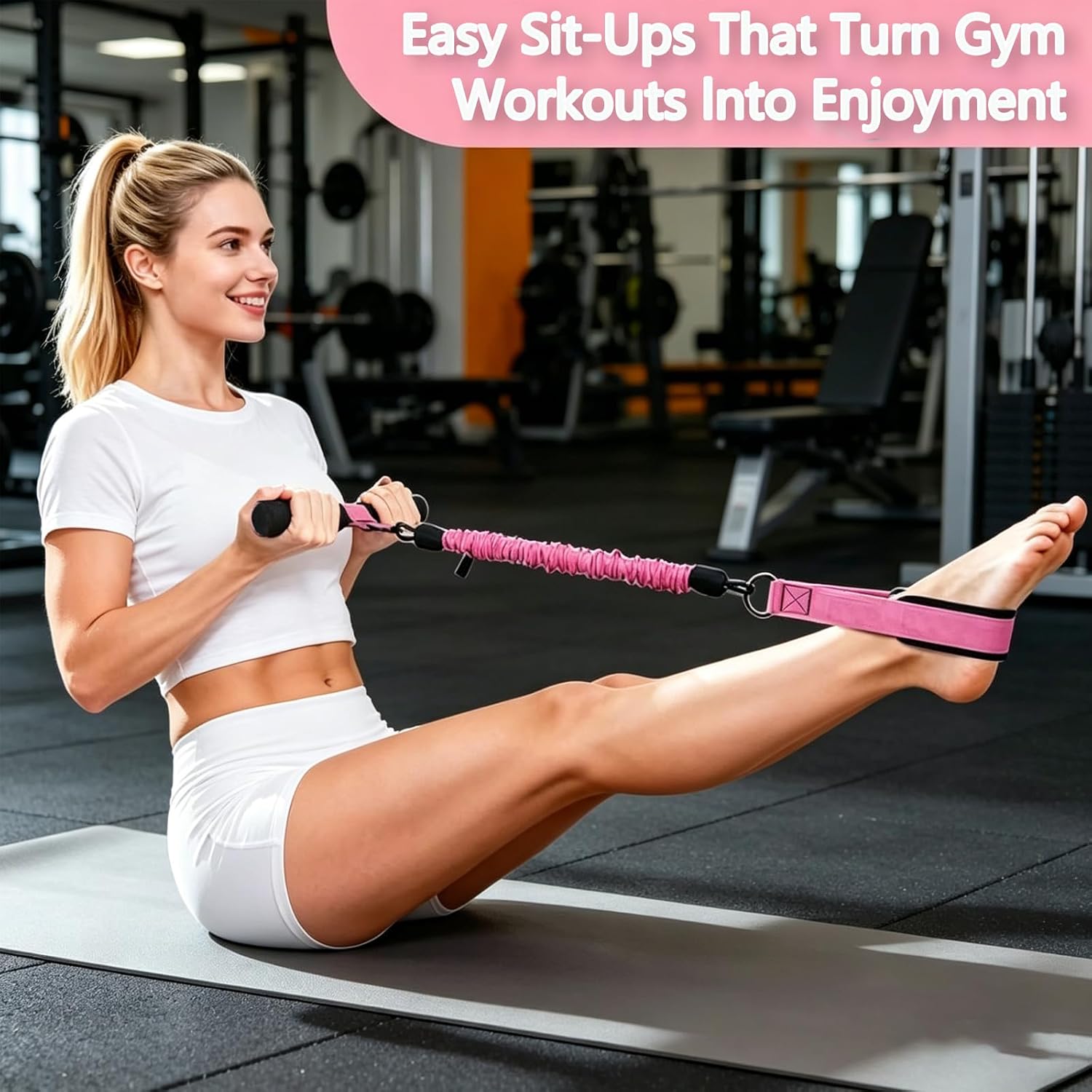 Upgraded Pedal Resistance Band with Handle, Thickened Latex Tubes and Soft Foam Fabric Foot Pedal, Abdomen, Waist,Core/ABS, Arm, Leg,Arms Equipment Gift for Women,Physical Therapy