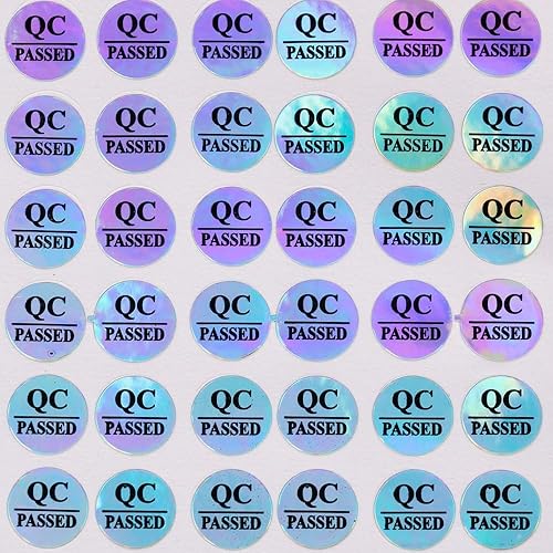 Miniatura 3 de 1000 unidslote redondo 0.394 in QC etiqueta etiqueta etiqueta adhesiva adhensive control de calidad pasado láser holograma pegatinas