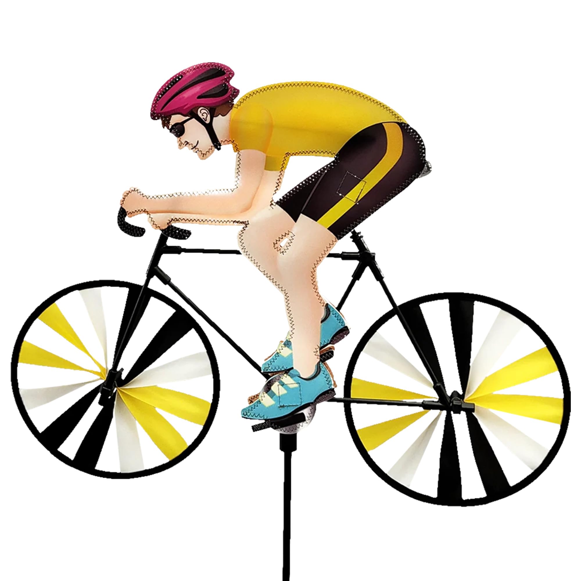 Road Bike Spinner Man 1555 22" – Athletic Cyclist Design, Weather-Resistant Outdoor Decor, Durable & Lightweight for Patios, Yards, and Gardens - Eye-Catching Wind Spinner with Rotating Wheels