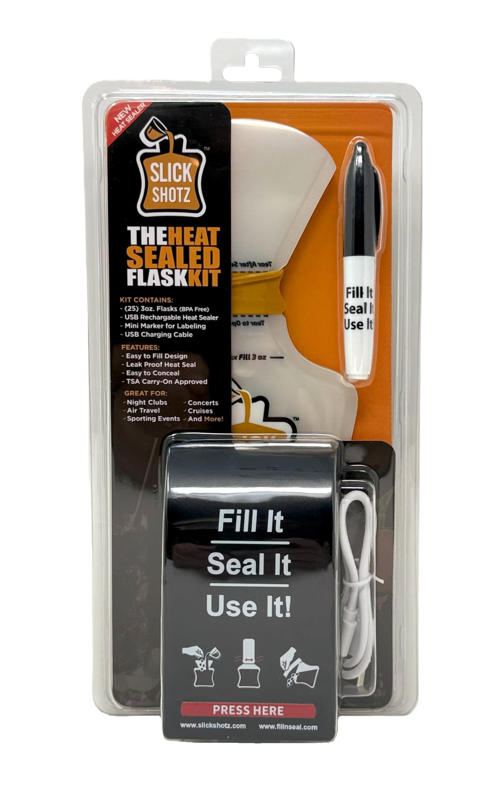 Amazon.com | Slick Shotz 100 Pcs Heat Sealed Plastic Flask Kit for