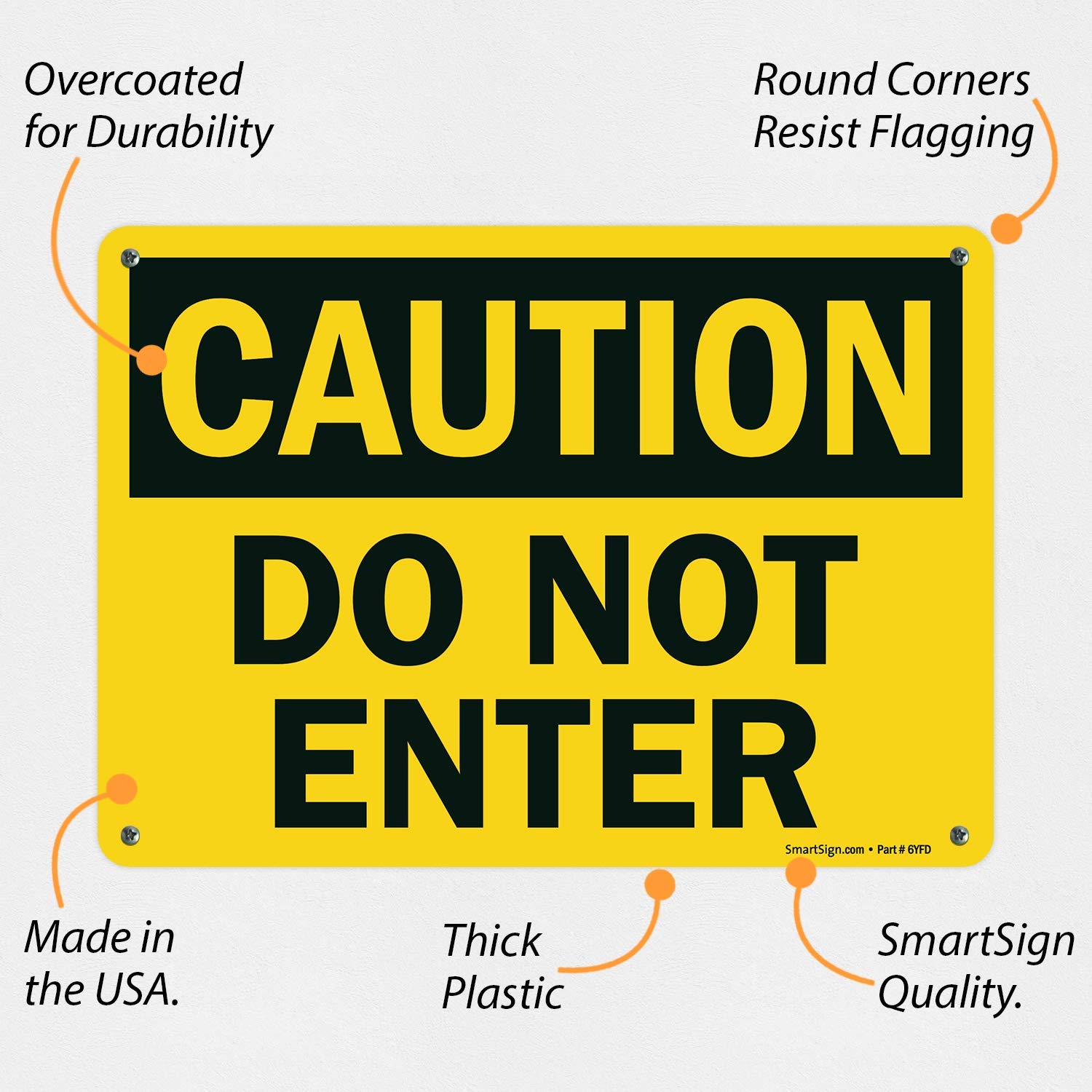 SmartSign "Caution - Do Not Enter" Sign | 10" x 14" Plastic — Amazon image 2