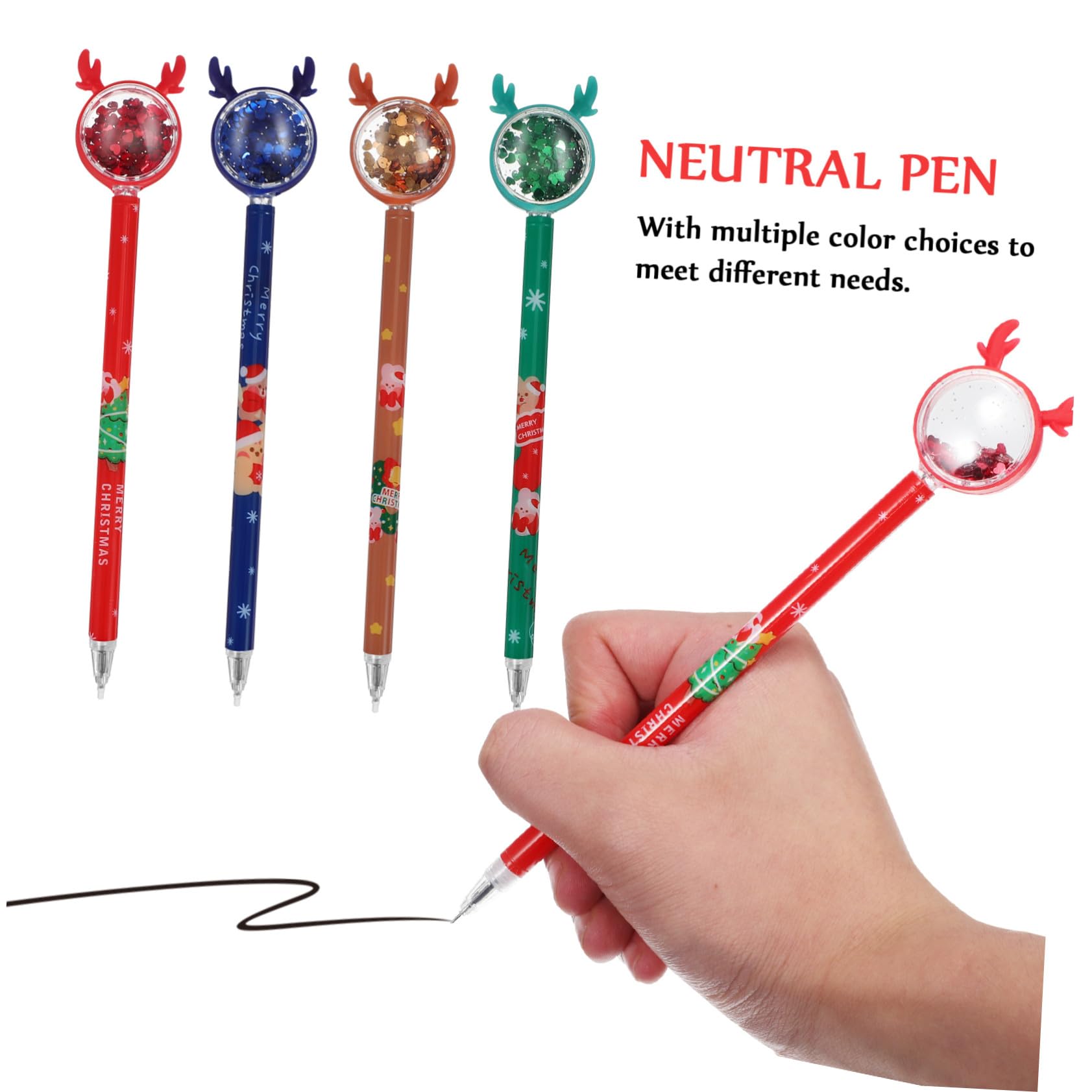 36 Pièces Stylos Gel Couleurs Noël avec Toppers Renne Paillettes Stylos Fins Portables Fournitures Bureau et École