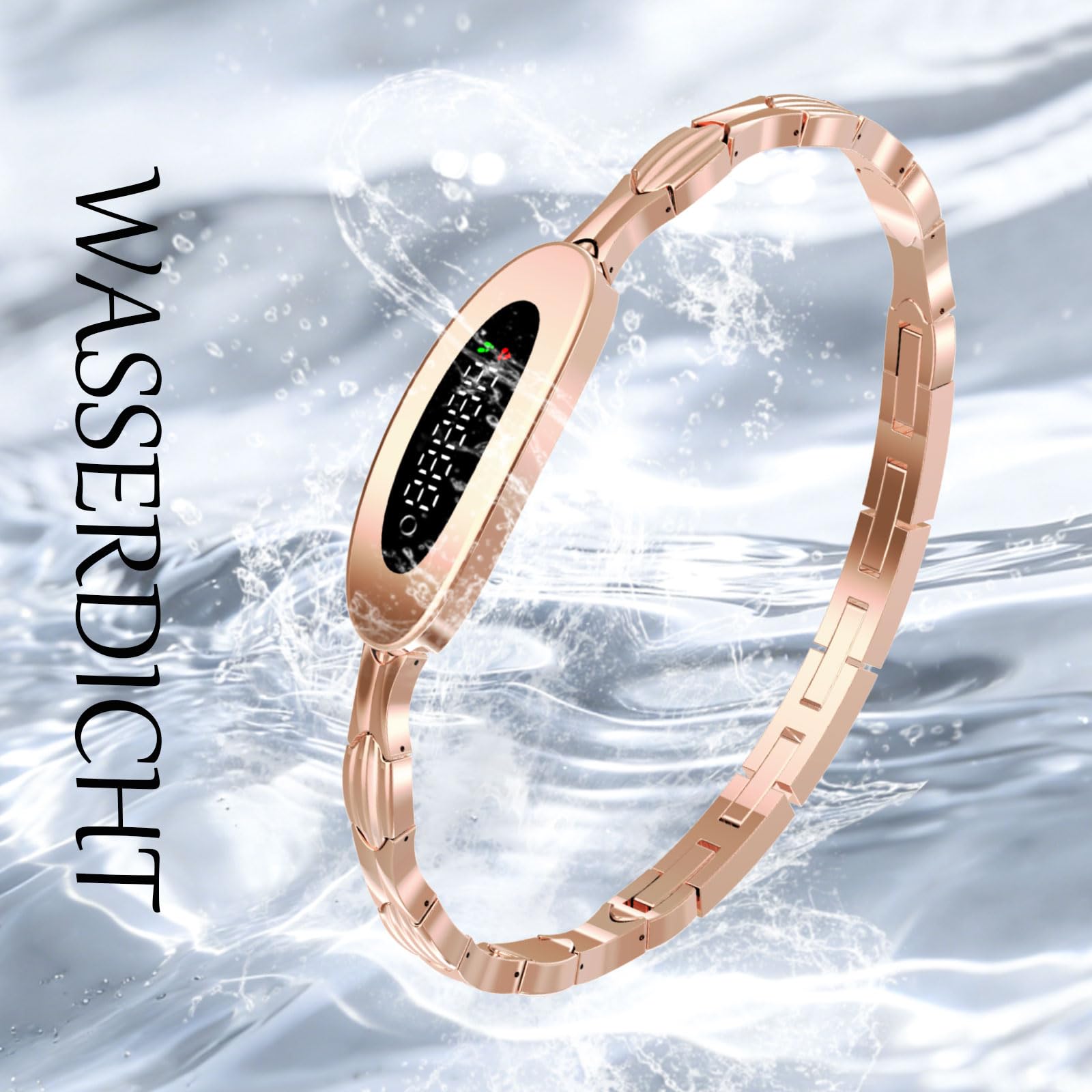 Findtime Schmal Damen Aktivitätstracker Fitness Tracker Smart Bracelet IP68 Wasserdicht Herzfrequenz Gold