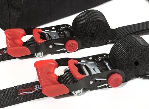 Miniatura 3 de SpeedStrap Essential 4,000LBS UTV 1.5" Correas de trinquete negras con capó de neumáticos y bolsa de almacenamiento  Kit de amarre  Par