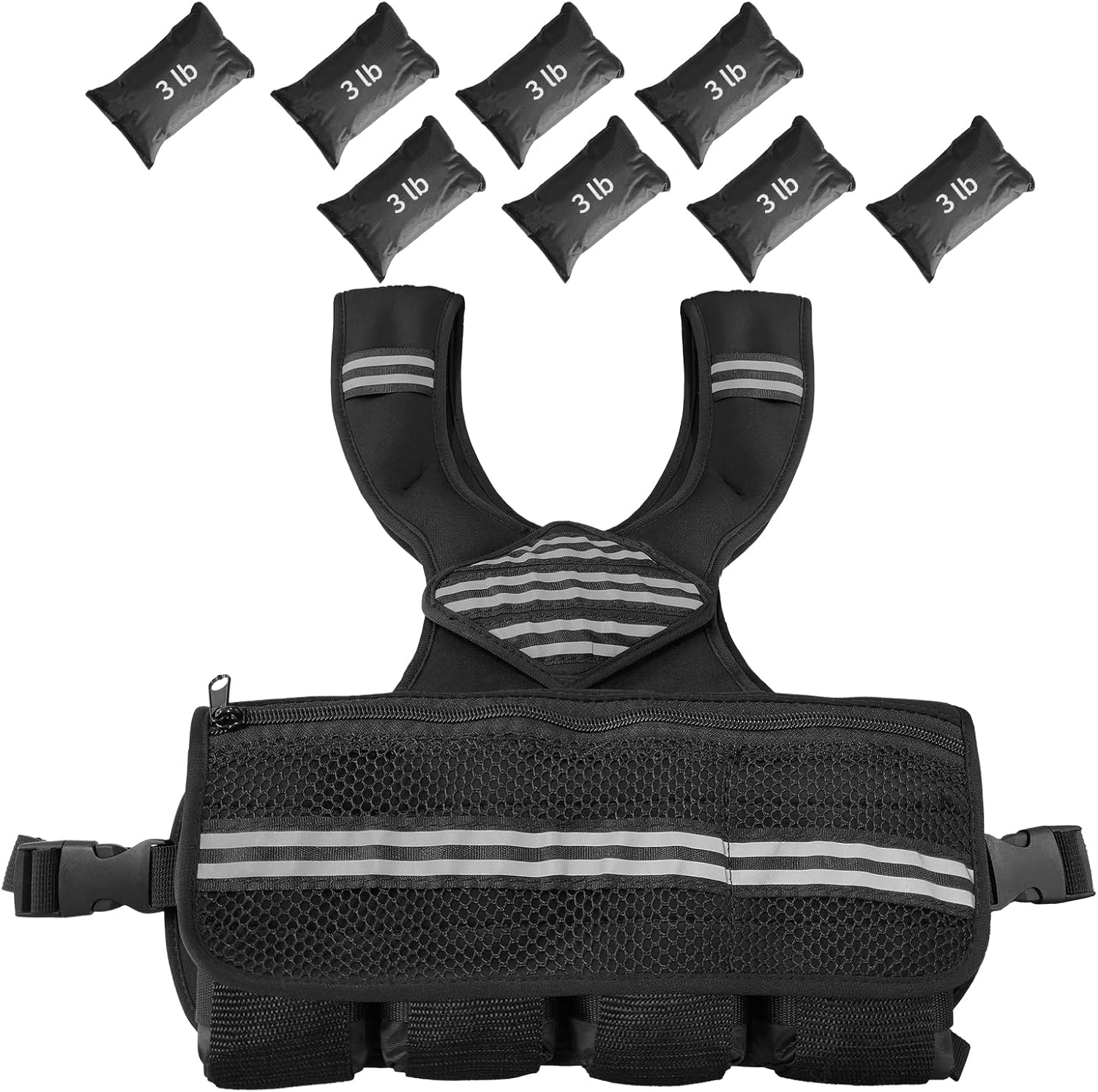 Garvee 6-30 LBS Adjustable Weight Vest for Men and Women – Neoprene Workout Vest for Running, Walking, Gym Training – With Reflective Strips & Zipped Pockets for Phone/Keys