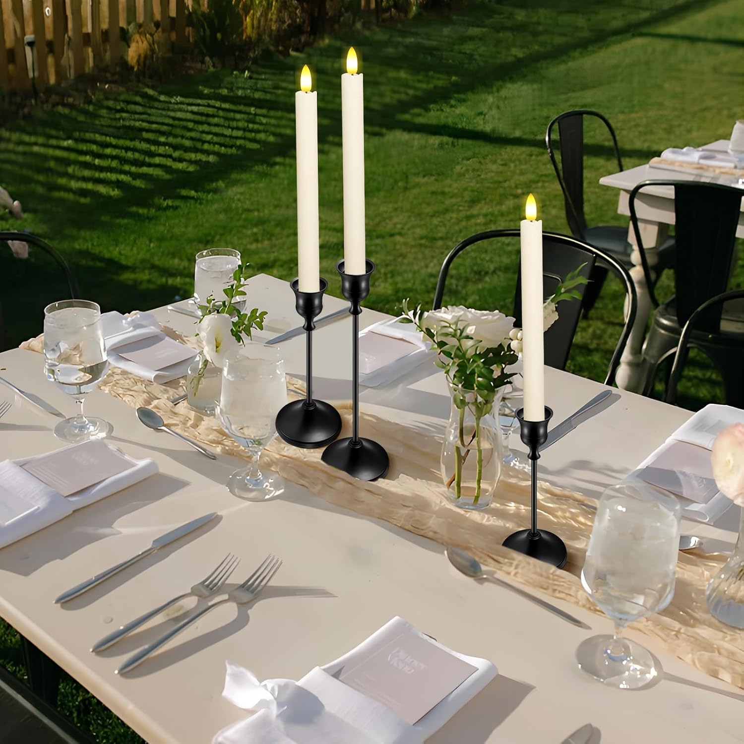 Candlestick Holders 6 PCS Metal Taper Candle Holders, KSWING Black Candle Stick Holders Set, Perfect for Table Centerpiece Mantel Party Wedding Christmas Home Decor, Set of 6 - Image 8