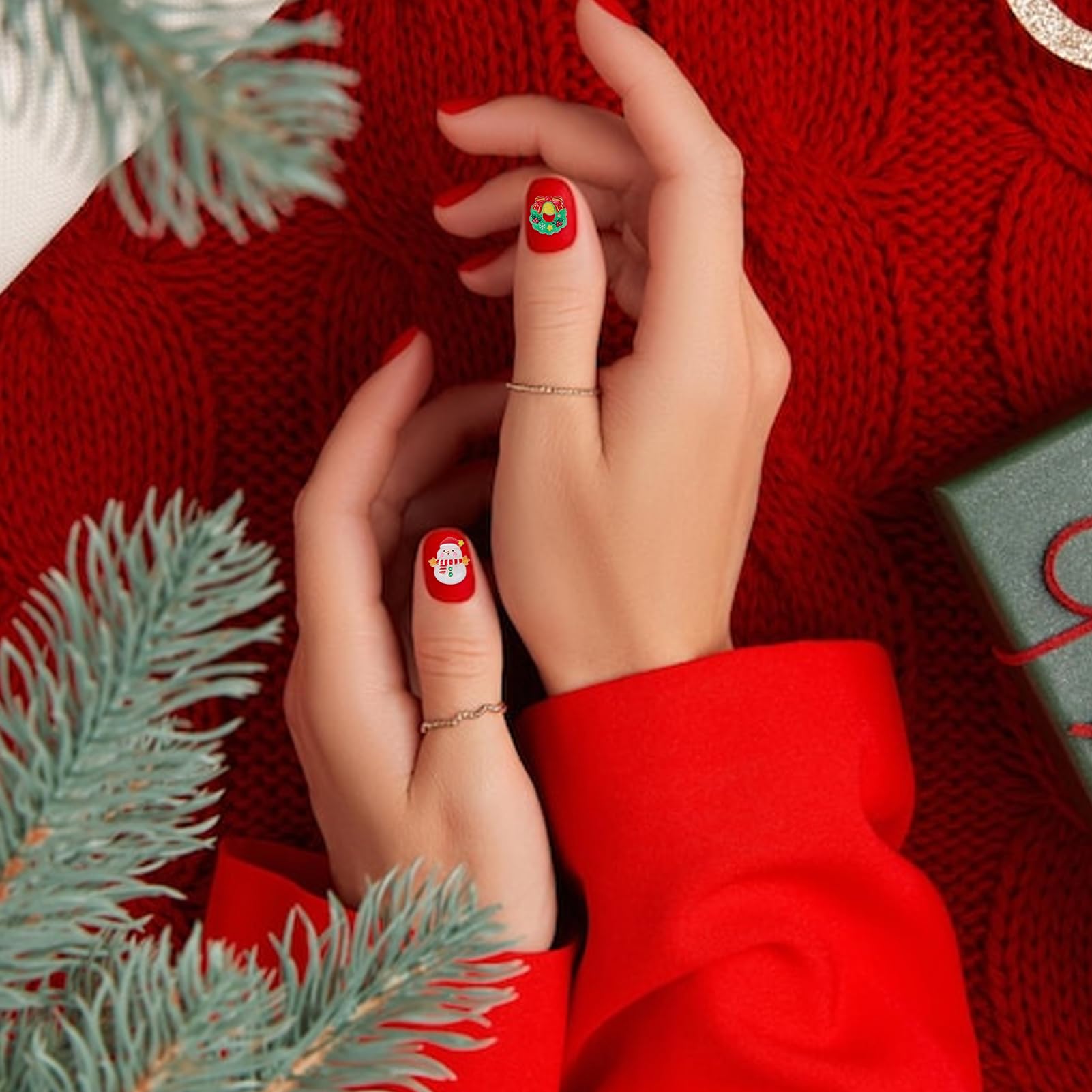 NICENEEDED 50 Pcs Christmas Nail Charm, Cartoon Santa Claus Snowman Bells Xmas Tree Nail Art Decorations - Image 3