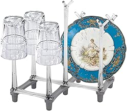 Bottle Drying Rack Retractable Cup Drying Rack Plastic Bag Dryer Glass Organizer Rack Stand ottle Drainer Stand Non-Slip Mug Tree Dish Drying Rack and Cup Drying Stander Holder (Gray)