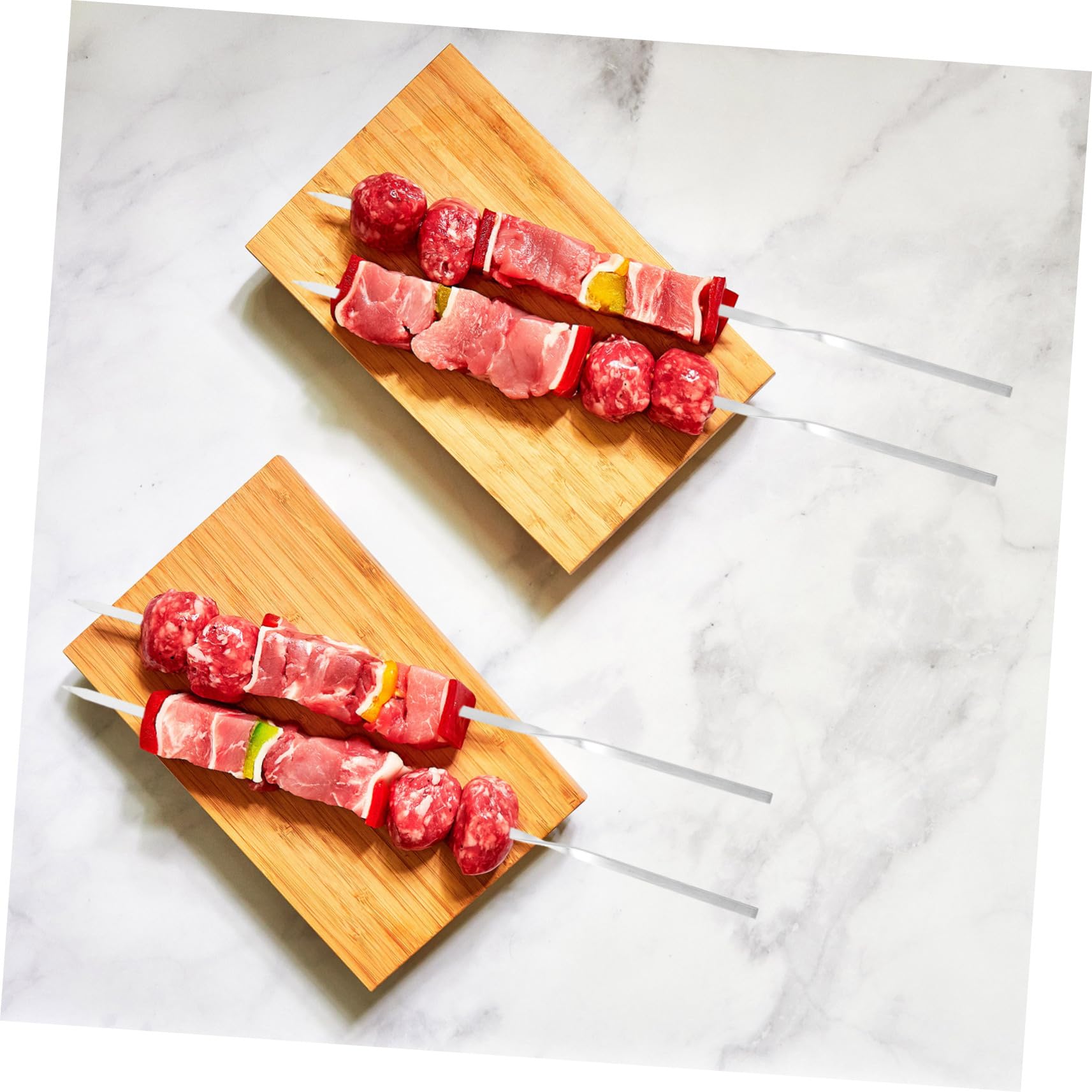 Brocheta para Asar 30 Piezas de Acero Inoxidable Reutilizable | Plata, Diseño Aislante del Calor y Agarre Cómodo, Firme para Carne y Verduras, 1 Juego