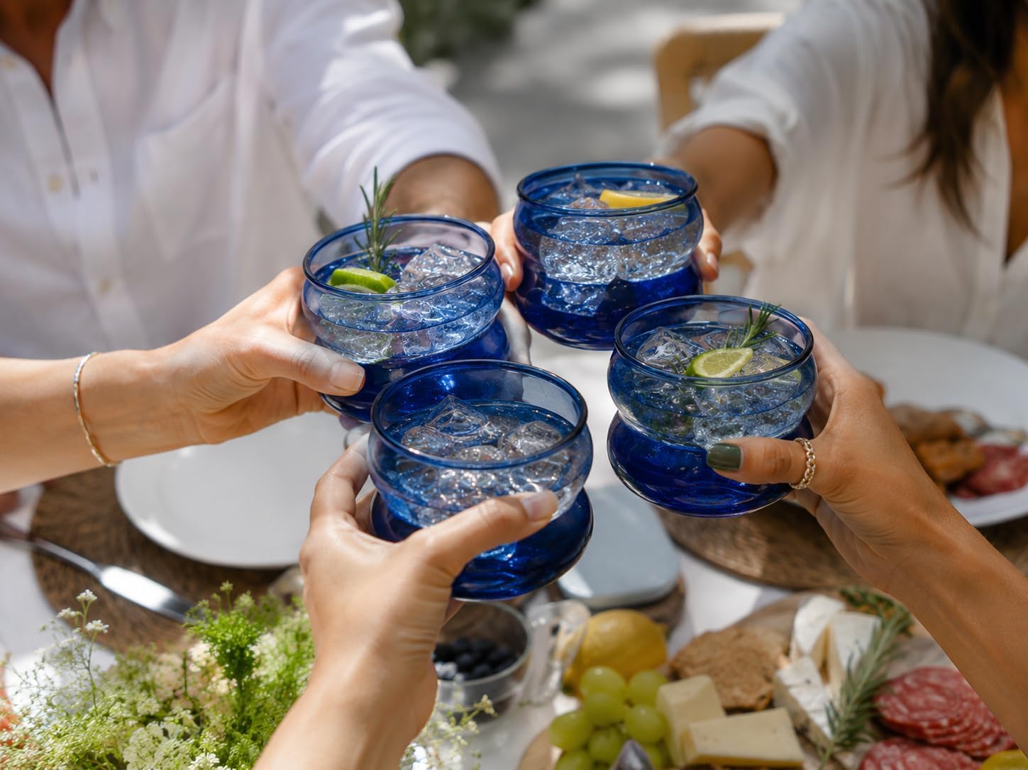 MGLASS - 13oz Handblown cobalt blue Glass | Lead-Free| Hot & Cold drinks | Borosilicate Drinking Glasses for juice, cocktails - Water Glasses, Mojito Glass and Mixed Drink Cocktail Glass, 1 Pc/pk