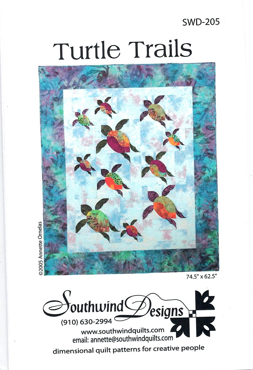 Abbey Lane QuiltsTurtle Trails Pattern by Southwind Designs SWD-205 74.5" x 62.5"