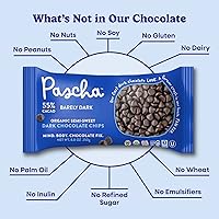 Vista 4 de Pascha Chips de chocolate negro semidulce orgánico con 55% de cacao, chips para hornear a granel, chocolate vegano suave para hornear, sin alérgenos