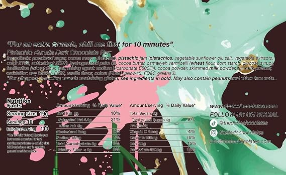 Viral Dubai Dark Chocolate Pistachio Kunafa Ultimate Chocolate Bar Experience