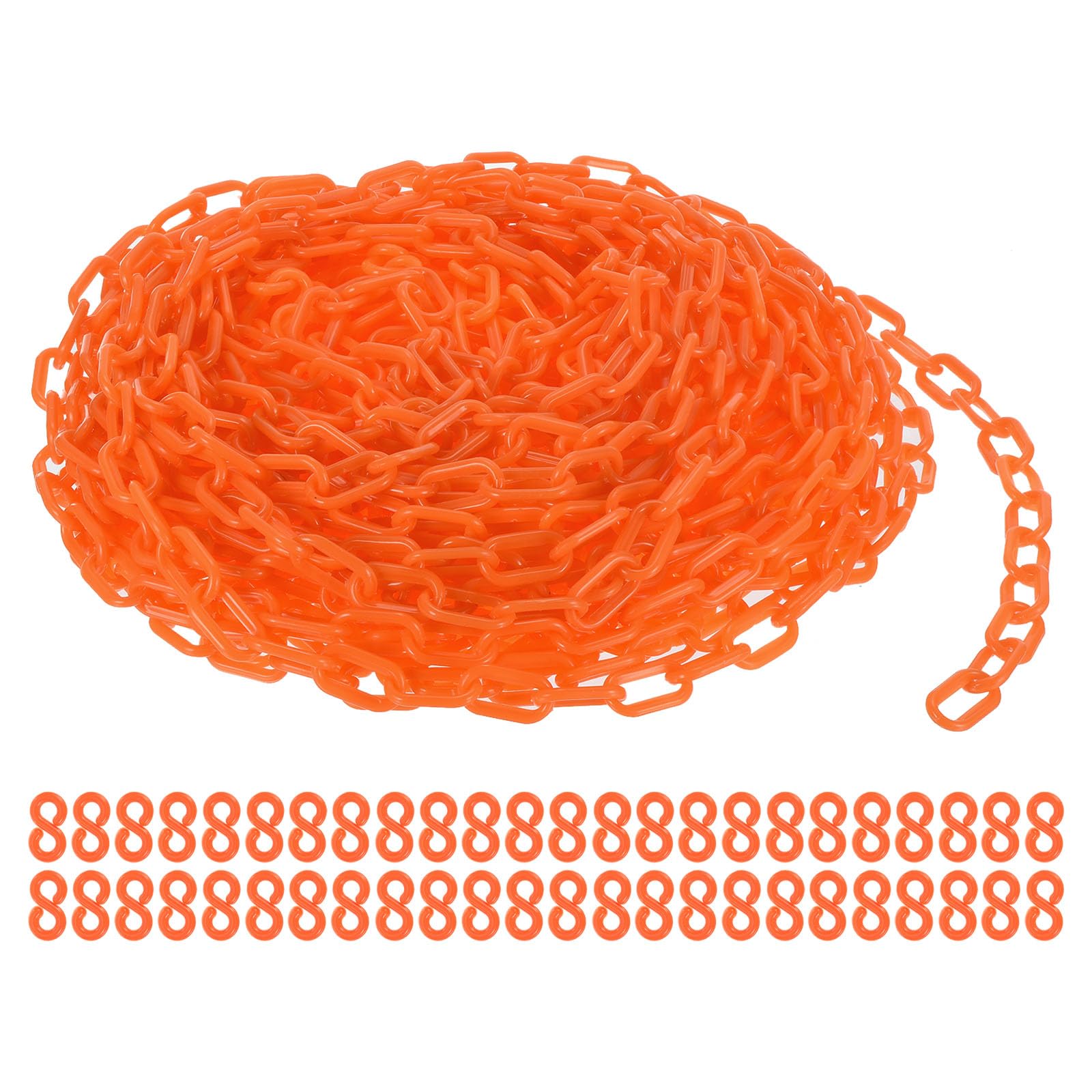 PATIKIL Plastic Chain Links, 100 Foot Safety Barrier Chain Orange for Crowd Control, Queue Line, Parking, Fence, Gate, Concert, Construction Site and