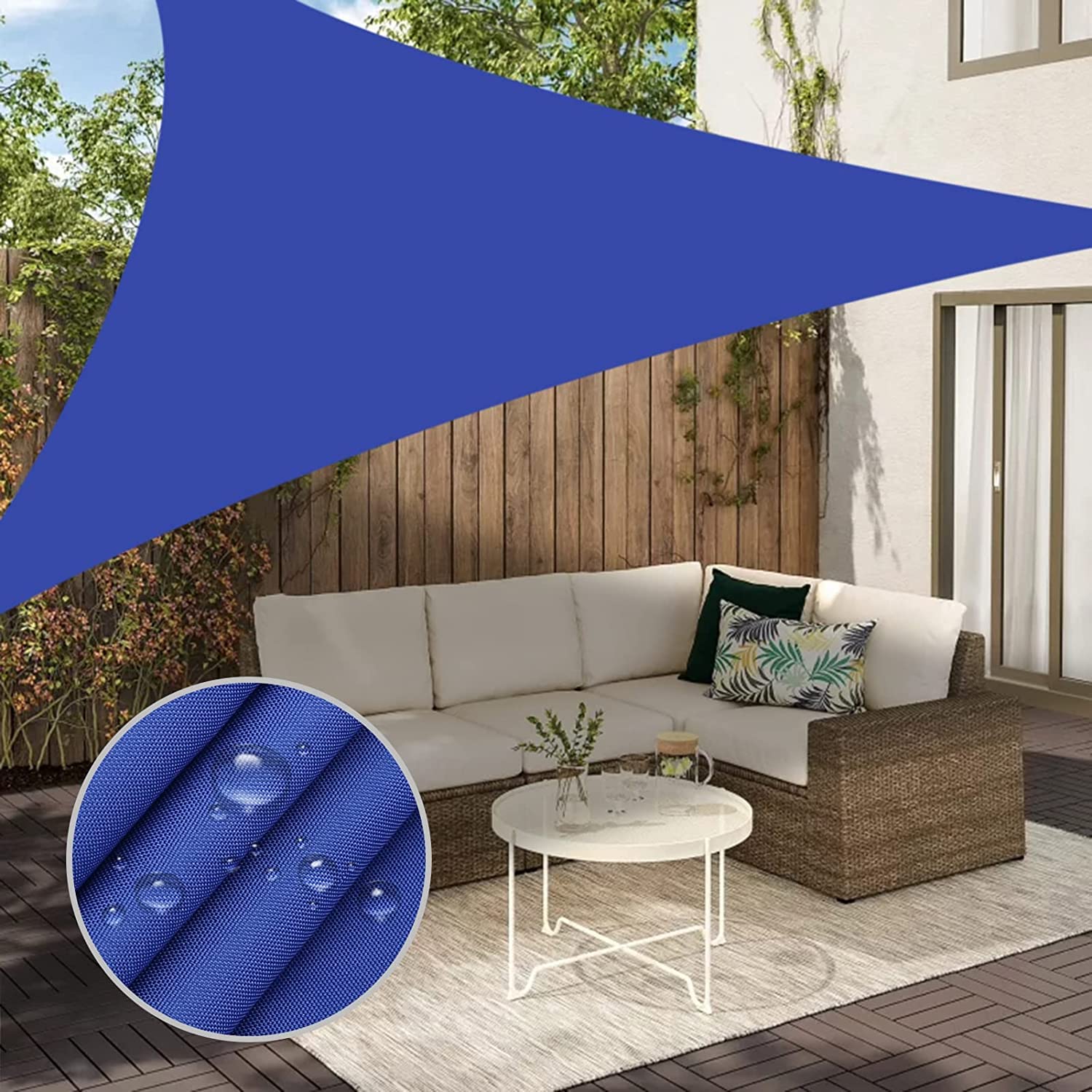 Voile d'ombrage triangulaire bleu 4,5m en PES imperméable