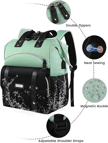 Miniatura 5 de FALANKO Mochila rosa-mujer-0619, negro, verde, (15.6inch-greenblack), Mochila y mochila para laptop para mujer