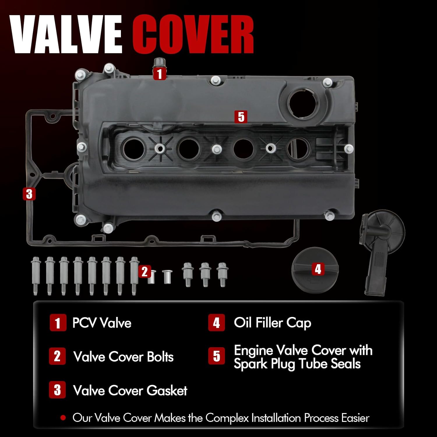 MITZONE Valve Cover Compatible with 2007-2020 Chevy Astra Cruze Aveo Aveo5 Sonic Tracker Traxa 2009-2010 Pontiac G3 2008-2009 Saturn Astra 1.6L 1.8L Replace 55564395 55558673