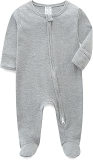 Unisex Baby Boy and Girl Zipper Onesie Solid Toddler Footie One-piece Infant Romper Jumpsuit