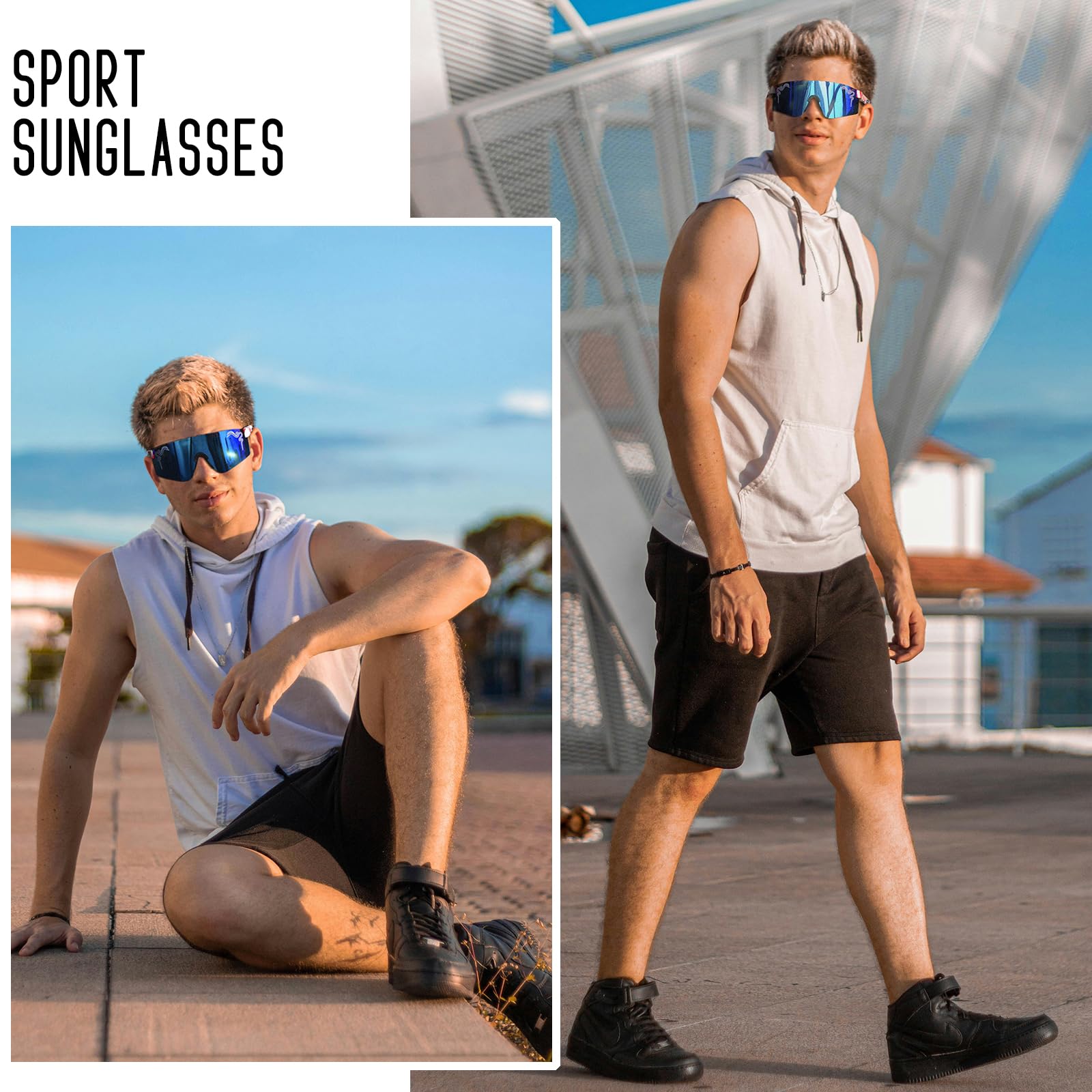Occhiali da sole sportivi polarizzati da uomo e donna, per ciclismo, corsa, baseball, pesca, protezione UV400 per gli occhi