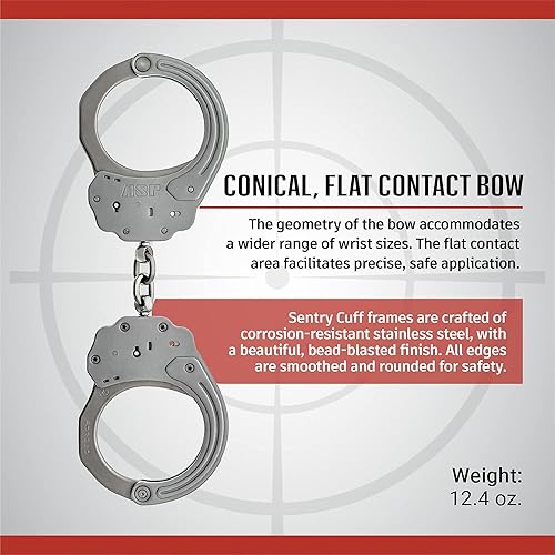 Miniatura 4 de ASP Esposas centinelleantes, restricciones de grado profesional con marcos de acero inoxidable, lazos de acero forjado, llaves de doble cara y