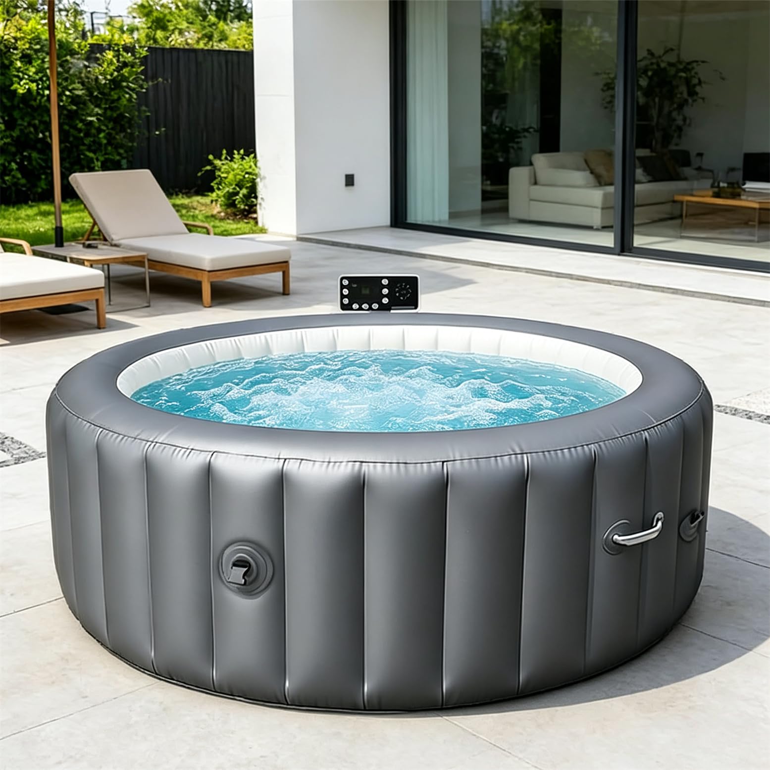 Jacuzzis Inflable para 2-4 Personas | Spa Portátil De Hidromasaje De Burbujas Para Exteriores 1400W Con 150 Chorros De Aire Y Cubierta Térmica,Para Jardín Y Patio