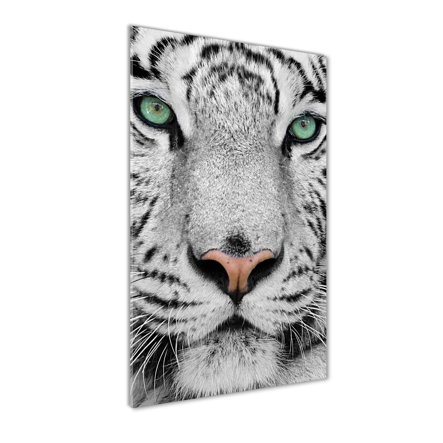 Tableau tigre blanc Tulup impression sur verre 60x120 cm photo panoramique salon