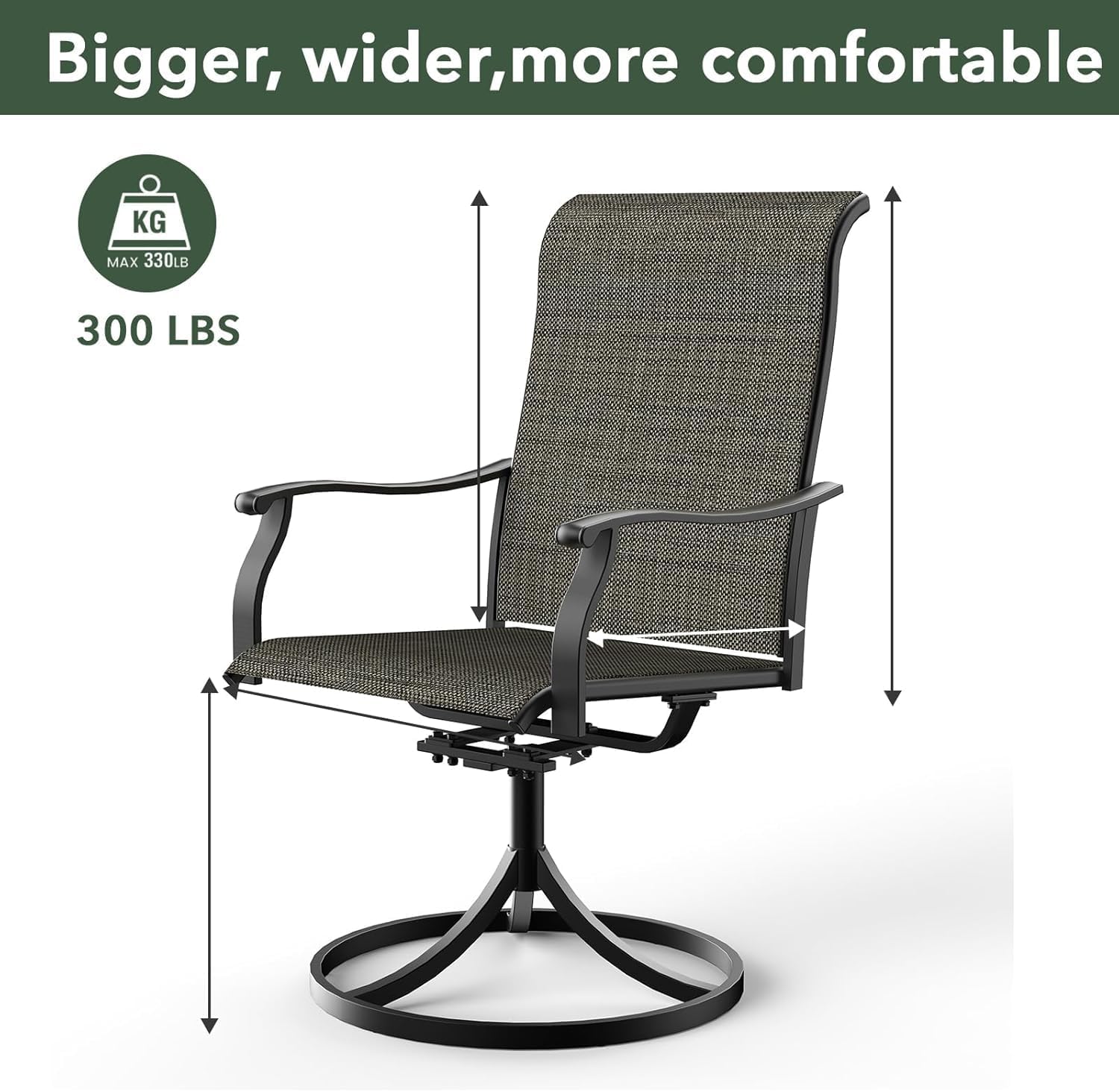 Anmutig 5-Piece Outdoor Dining Set, 4 Swivel Chairs with 35'' Square Table, All Weather Frame Furniture Set - Tan Grey Style1