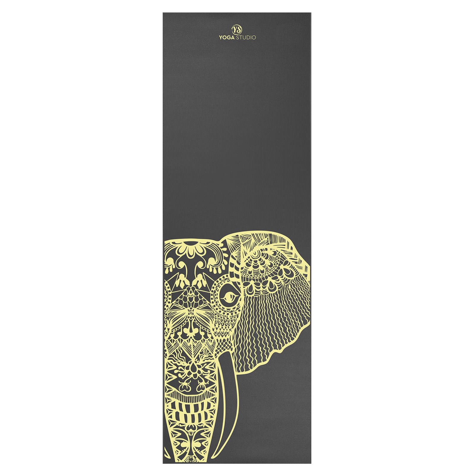 Yoga Studio Esterilla de yoga adhesiva diseñada | Oeko-Tex Antideslizante a prueba de desgarros | Entrenamiento Ejercicio Gimnasio Fitness Mandala Yoga & Pilates Mat | 183 cm x 61 cm x 6 mm - Elefante